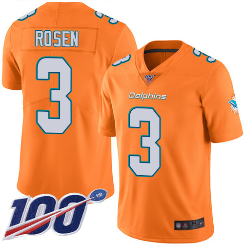 Nike Miami Dolphins #3 Josh Rosen Orange Youth Stitched NFL Limited Rush 100th Season Jersey